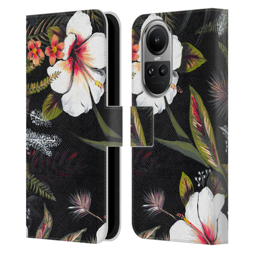 Anis Illustration Flowers Tropical Leather Book Wallet Case Cover For OPPO Reno10 5G / Reno10 Pro 5G