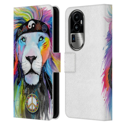 Pixie Cold Cats Hippy Lion Leather Book Wallet Case Cover For OPPO Reno10 Pro+