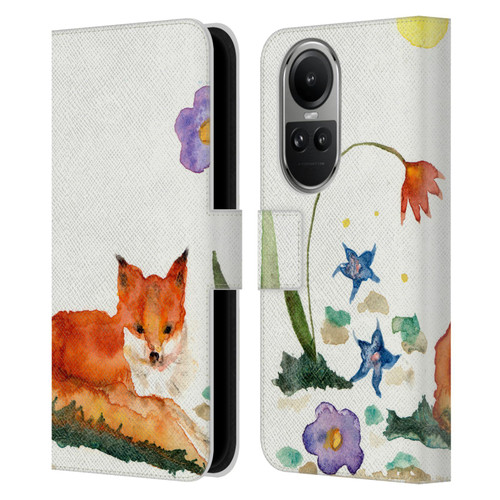 Wyanne Animals Little Fox In The Garden Leather Book Wallet Case Cover For OPPO Reno10 5G / Reno10 Pro 5G