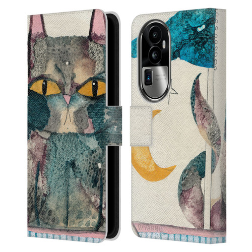 Wyanne Cat By The Light Of The Moon Leather Book Wallet Case Cover For OPPO Reno10 Pro+