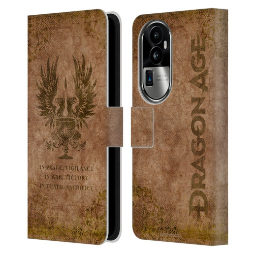 EA Bioware Dragon Age Heraldry Grey Wardens Distressed Leather Book Wallet Case Cover For OPPO Reno10 Pro+