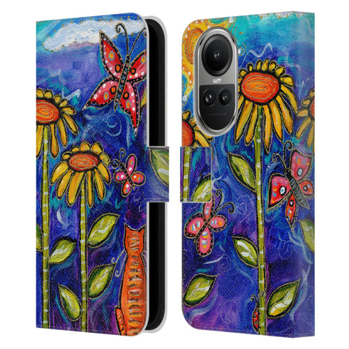 Wyanne Nature 2 Sundown Sunflowers Leather Book Wallet Case Cover For OPPO Reno10 5G / Reno10 Pro 5G