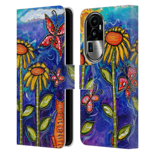 Wyanne Nature 2 Sundown Sunflowers Leather Book Wallet Case Cover For OPPO Reno10 Pro+