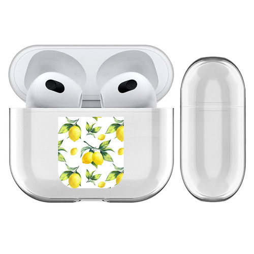 Haroulita Mixed Designs White Lemons Clear Hard Crystal Cover Case for Apple AirPods 3 3rd Gen Charging Case
