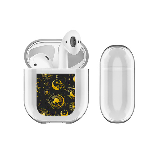 Haroulita Mixed Designs Sun Moon Star Clear Hard Crystal Cover Case for Apple AirPods 1 1st Gen / 2 2nd Gen Charging Case