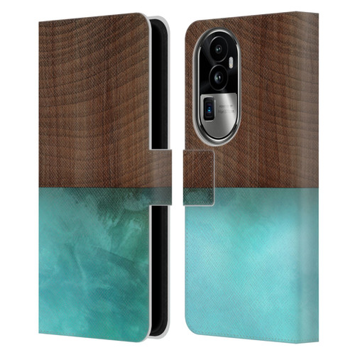 Alyn Spiller Wood & Resin Blocking Leather Book Wallet Case Cover For OPPO Reno10 Pro+