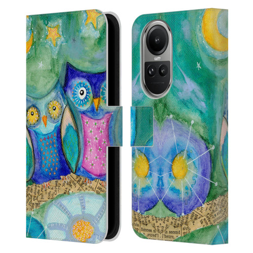 Wyanne Owl Wishing The Night Away Leather Book Wallet Case Cover For OPPO Reno10 5G / Reno10 Pro 5G