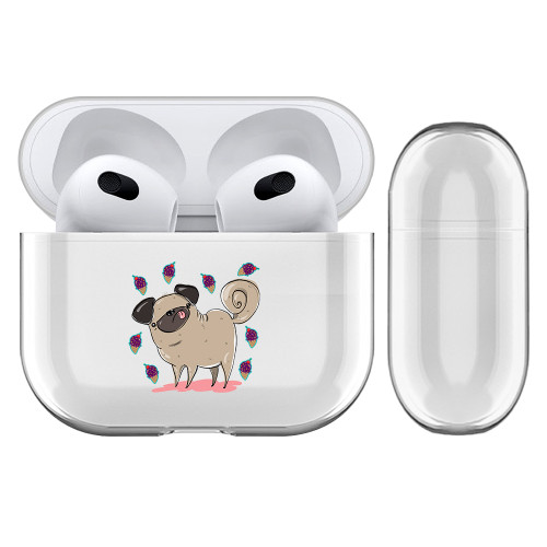 Grace Illustration Dogs Pug Clear Hard Crystal Cover Case for Apple AirPods 3 3rd Gen Charging Case