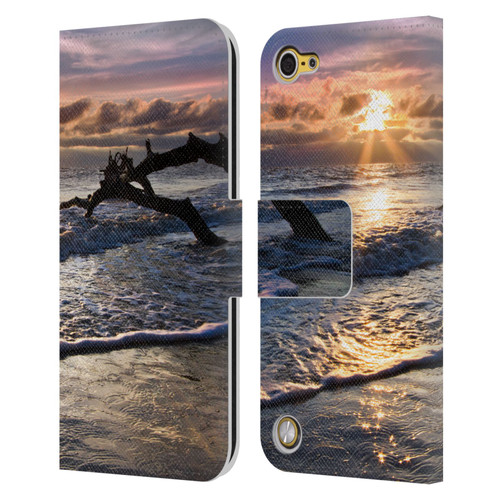 Celebrate Life Gallery Beaches Sparkly Water At Driftwood Leather Book Wallet Case Cover For Apple iPod Touch 5G 5th Gen
