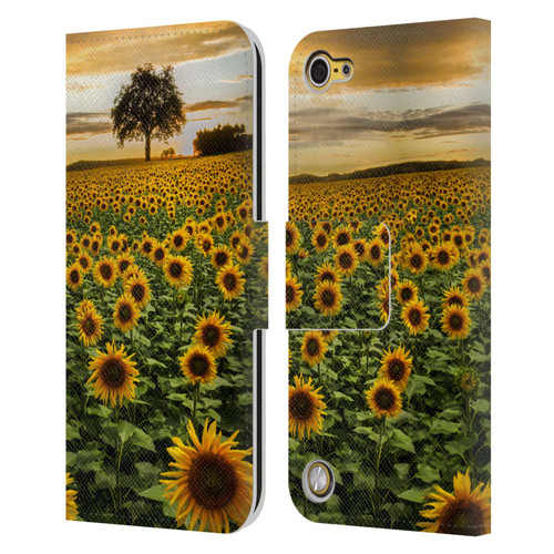 Celebrate Life Gallery Florals Big Sunflower Field Leather Book Wallet Case Cover For Apple iPod Touch 5G 5th Gen