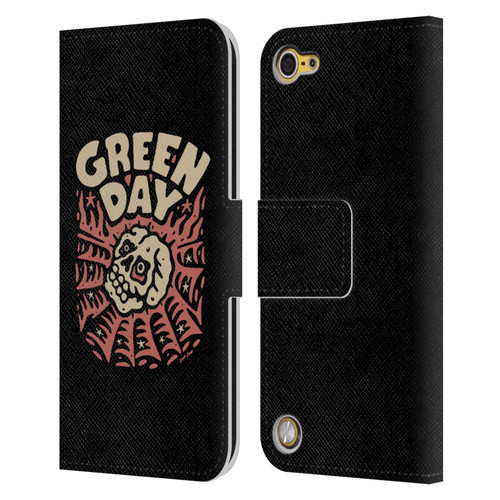 Green Day Graphics Skull Spider Leather Book Wallet Case Cover For Apple iPod Touch 5G 5th Gen
