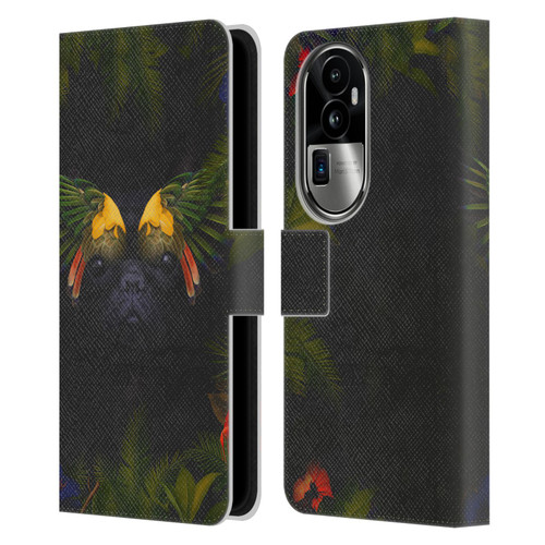 Klaudia Senator French Bulldog 2 Bird Feathers Leather Book Wallet Case Cover For OPPO Reno10 Pro+
