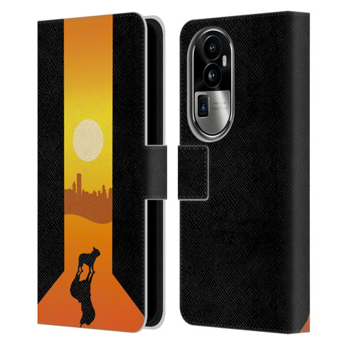 Klaudia Senator French Bulldog 2 Shadow At Sunset Leather Book Wallet Case Cover For OPPO Reno10 Pro+