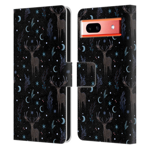 Episodic Drawing Art Winter Deer Pattern Leather Book Wallet Case Cover For Google Pixel 7a