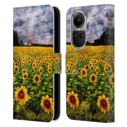 Celebrate Life Gallery Florals Dreaming Of Sunflowers Leather Book Wallet Case Cover For OPPO Reno10 5G / Reno10 Pro 5G