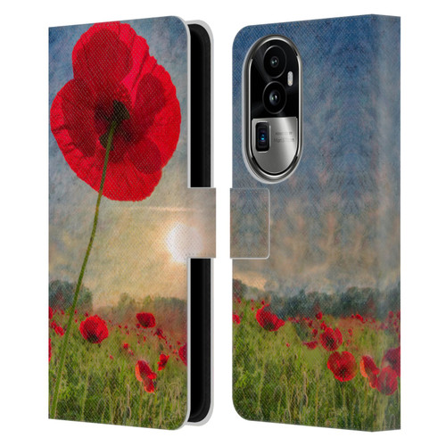 Celebrate Life Gallery Florals Red Flower Leather Book Wallet Case Cover For OPPO Reno10 Pro+