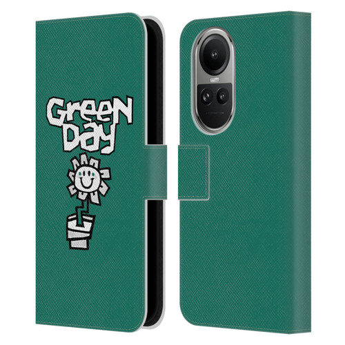Green Day Graphics Flower Leather Book Wallet Case Cover For OPPO Reno10 5G / Reno10 Pro 5G