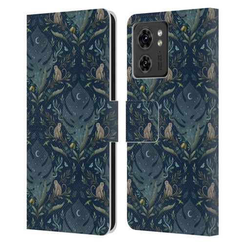 Episodic Drawing Art Monkey Tropical Light Pattern Leather Book Wallet Case Cover For Motorola Moto Edge 40