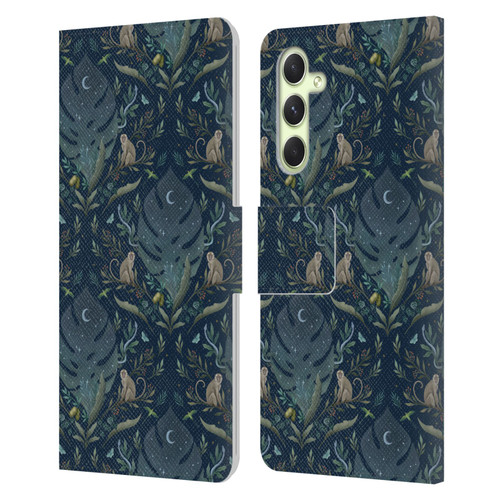 Episodic Drawing Art Monkey Tropical Light Pattern Leather Book Wallet Case Cover For Samsung Galaxy A54 5G