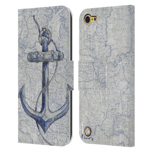 Paul Brent Nautical Vintage Anchor Leather Book Wallet Case Cover For Apple iPod Touch 5G 5th Gen