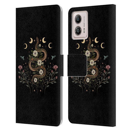 Episodic Drawing Illustration Animals Serpent Spell Leather Book Wallet Case Cover For Motorola Moto G53 5G