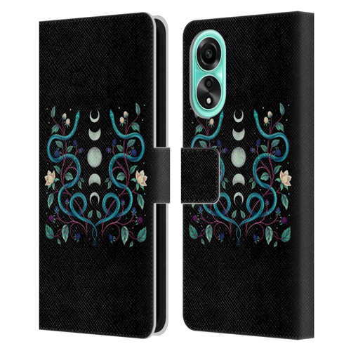 Episodic Drawing Illustration Animals Serpent Moon Leather Book Wallet Case Cover For OPPO A78 5G