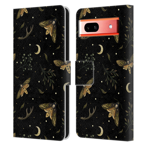 Episodic Drawing Pattern Death Head Moth Leather Book Wallet Case Cover For Google Pixel 7a