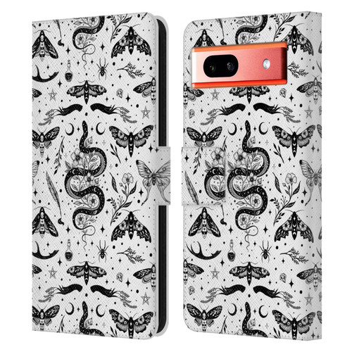 Episodic Drawing Pattern Flash Tattoo Leather Book Wallet Case Cover For Google Pixel 7a