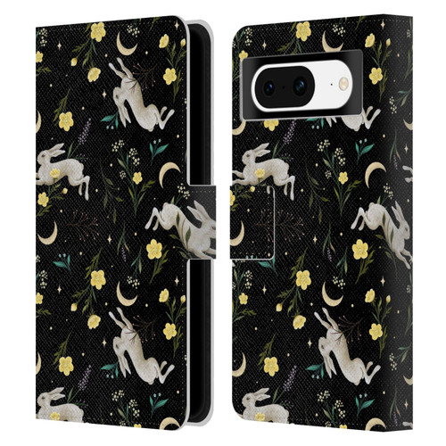 Episodic Drawing Pattern Bunny Night Leather Book Wallet Case Cover For Google Pixel 8