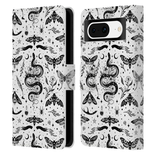 Episodic Drawing Pattern Flash Tattoo Leather Book Wallet Case Cover For Google Pixel 8