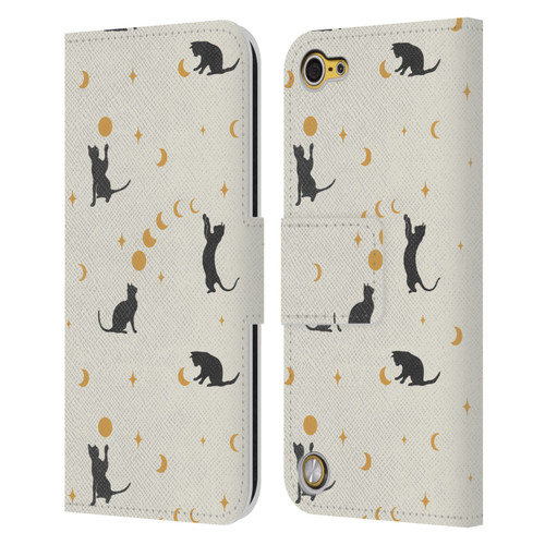 Episodic Drawing Pattern Cat And Moon Leather Book Wallet Case Cover For Apple iPod Touch 5G 5th Gen