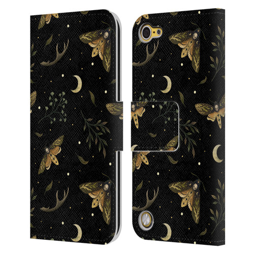 Episodic Drawing Pattern Death Head Moth Leather Book Wallet Case Cover For Apple iPod Touch 5G 5th Gen