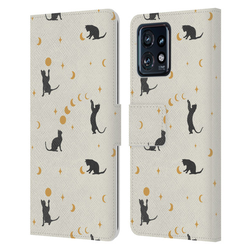 Episodic Drawing Pattern Cat And Moon Leather Book Wallet Case Cover For Motorola Moto Edge 40 Pro/Plus 2023