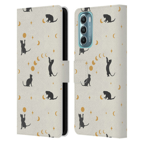 Episodic Drawing Pattern Cat And Moon Leather Book Wallet Case Cover For Motorola Moto G Stylus 5G (2022)