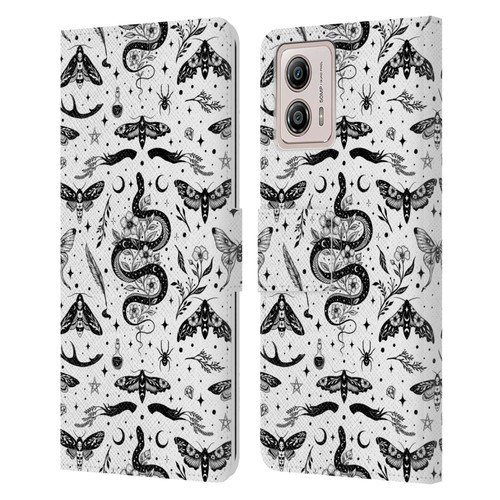 Episodic Drawing Pattern Flash Tattoo Leather Book Wallet Case Cover For Motorola Moto G53 5G