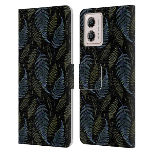 Episodic Drawing Pattern Leaves Leather Book Wallet Case Cover For Motorola Moto G53 5G