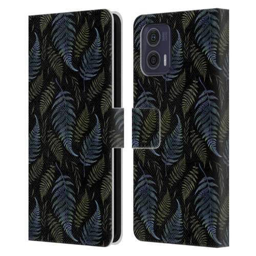 Episodic Drawing Pattern Leaves Leather Book Wallet Case Cover For Motorola Moto G73 5G