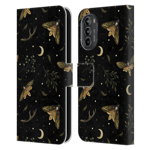 Episodic Drawing Pattern Death Head Moth Leather Book Wallet Case Cover For Motorola Moto G82 5G