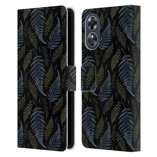 Episodic Drawing Pattern Leaves Leather Book Wallet Case Cover For OPPO A17
