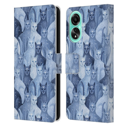 Episodic Drawing Pattern Cats Leather Book Wallet Case Cover For OPPO A78 5G