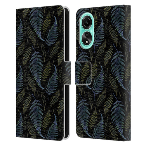 Episodic Drawing Pattern Leaves Leather Book Wallet Case Cover For OPPO A78 5G