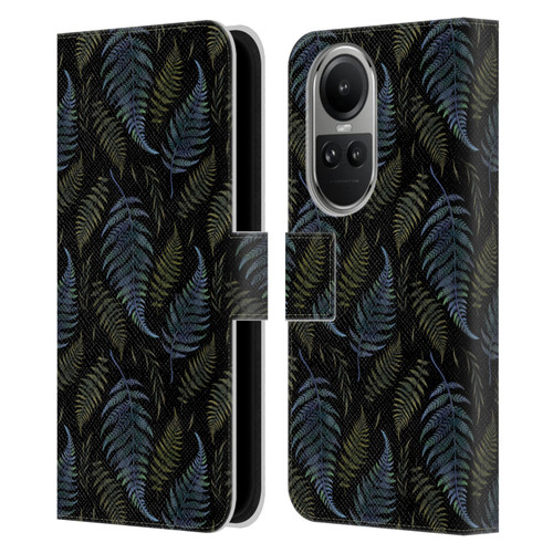 Episodic Drawing Pattern Leaves Leather Book Wallet Case Cover For OPPO Reno10 5G / Reno10 Pro 5G