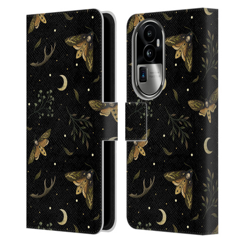 Episodic Drawing Pattern Death Head Moth Leather Book Wallet Case Cover For OPPO Reno10 Pro+