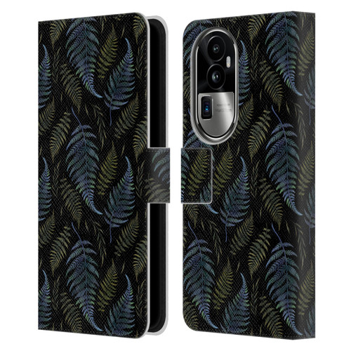 Episodic Drawing Pattern Leaves Leather Book Wallet Case Cover For OPPO Reno10 Pro+