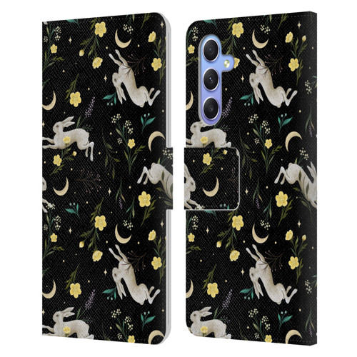 Episodic Drawing Pattern Bunny Night Leather Book Wallet Case Cover For Samsung Galaxy A34 5G