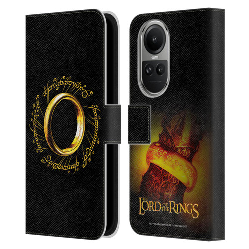 The Lord Of The Rings The Fellowship Of The Ring Graphics One Ring Leather Book Wallet Case Cover For OPPO Reno10 5G / Reno10 Pro 5G