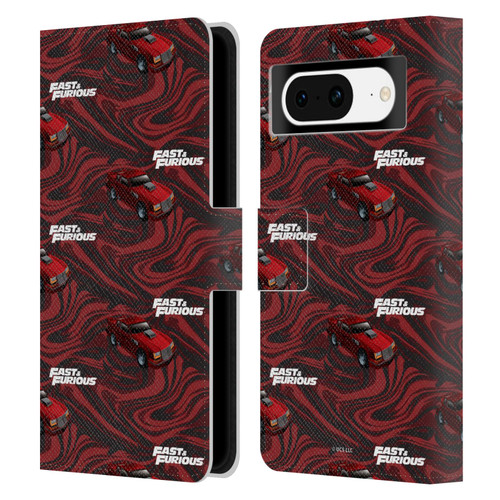 Fast & Furious Franchise Car Pattern Red Leather Book Wallet Case Cover For Google Pixel 8