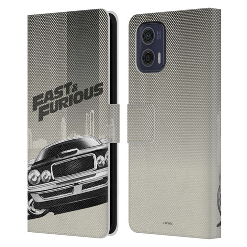 Fast & Furious Franchise Logo Art Halftone Car Leather Book Wallet Case Cover For Motorola Moto G73 5G
