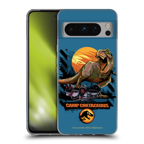 Jurassic World: Camp Cretaceous Dinosaur Graphics Blue Soft Gel Case for Google Pixel 8 Pro
