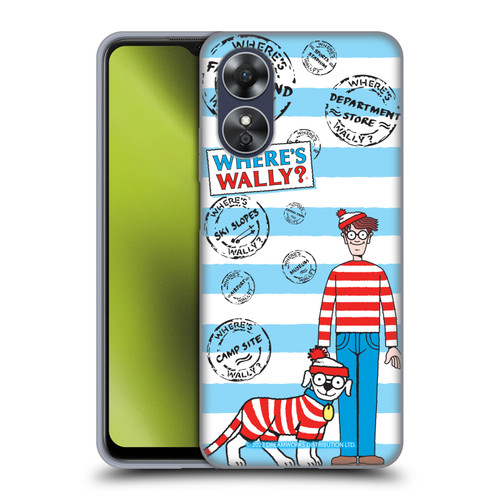 Where's Wally? Graphics Stripes Blue Soft Gel Case for OPPO A17